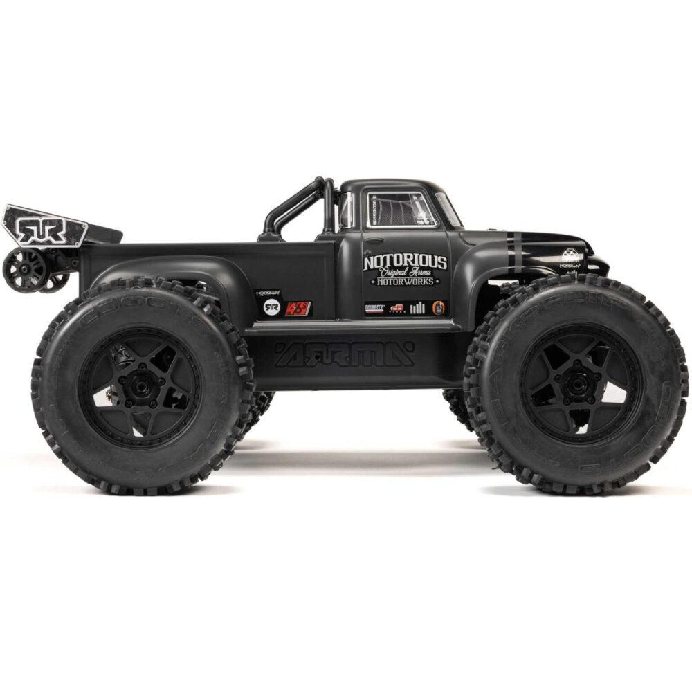 ARRMA NOTORIOUS V6 6S 4X4 1/8 RTR Brushless Stunt Truck, Black