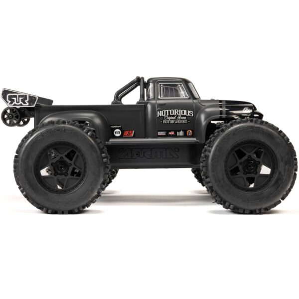 ARRMA NOTORIOUS V6 6S 4X4 1/8 RTR Brushless Stunt Truck, Black