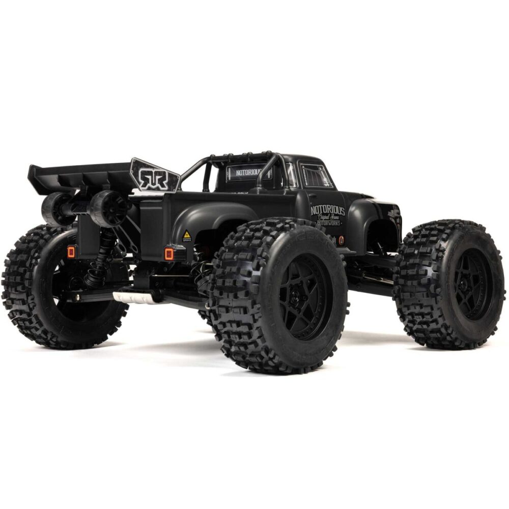 ARRMA NOTORIOUS V6 6S 4X4 1/8 RTR Brushless Stunt Truck, Black - Image 2