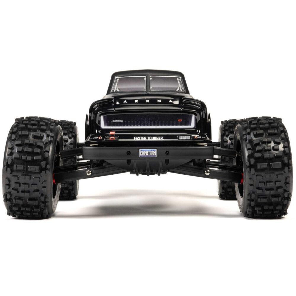 ARRMA NOTORIOUS V6 6S 4X4 1/8 RTR Brushless Stunt Truck, Black - Image 7
